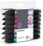 Winsor & Newton Promarker kétvégű alkoholos filctoll készlet - 12+1 db, Manga Chibi