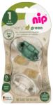 Nip Set suzete Cherry Green Boy cu tetina din latex natural cu inel pentru 0-6 luni, 2 bucati, Nip