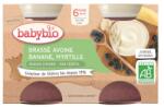 BabyBio Crema din lapte de ovaz cu banane si afine Bio, 2 x 130g, BabyBio