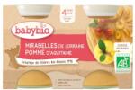 BabyBio Piure bio din mere si corcoduse +4 luni, 2 x 130g, BabyBio
