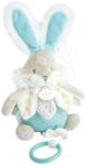Doudou Iepuraș de pluș cu melodie Bunny Almond Lapin de Sucre Music Box Doudou et Compagnie în ambalaj cadou turcoaz 20 cm de la 0 luni (DC3493)