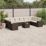 vidaXL 11 részes barna polyrattan kerti ülőgarnitúra párnákkal (3223082)
