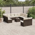 vidaXL 12 részes barna polyrattan kerti ülőgarnitúra párnákkal (3250202)