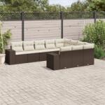 vidaXL 10 részes barna polyrattan kerti ülőgarnitúra párnákkal (3255430)