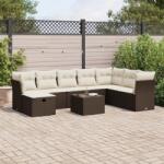 vidaXL 9 részes barna polyrattan kerti ülőgarnitúra párnákkal (3325349)