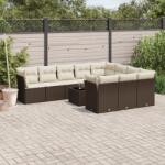 vidaXL 11 részes barna polyrattan kerti ülőgarnitúra párnákkal (3250072)