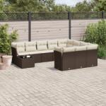 vidaXL 11 részes barna polyrattan kerti ülőgarnitúra párnákkal (3250102)