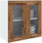 vidaXL Lyon konyhai fali szekrény üvegajtóval régi fa 60x31x60 cm (856167)