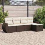 vidaXL 5 részes barna polyrattan kerti ülőgarnitúra párnával (3325569)