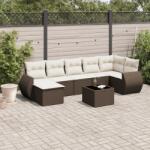 vidaXL 8 részes barna polyrattan kerti ülőgarnitúra párnákkal (3254030)