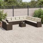 vidaXL 12 részes barna polyrattan kerti ülőgarnitúra párnákkal (3219193)