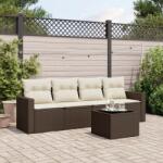 vidaXL 5 részes barna polyrattan kerti ülőgarnitúra párnával (3218683)