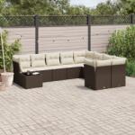 vidaXL 10 részes barna polyrattan kerti ülőgarnitúra párnákkal (3250032)