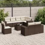 vidaXL 9 részes barna polyrattan kerti ülőgarnitúra párnákkal (3222852)