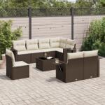 vidaXL 9 részes barna polyrattan kerti ülőgarnitúra párnákkal (3252790)
