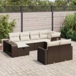 vidaXL 10 részes barna polyrattan kerti ülőgarnitúra párnákkal (3326067)