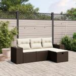 vidaXL 4 részes barna polyrattan kerti ülőgarnitúra párnákkal (3264379)