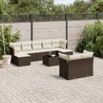 vidaXL 10 részes barna polyrattan kerti ülőgarnitúra párnákkal (3218323)