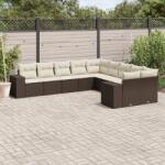 vidaXL 10 részes barna polyrattan kerti ülőgarnitúra párnákkal (3255450)