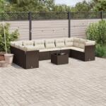 vidaXL 11 részes barna polyrattan kerti ülőgarnitúra párnákkal (3250052)