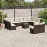 vidaXL 13 részes barna polyrattan kerti ülőgarnitúra párnákkal (3250222)