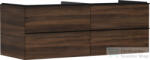 Hansgrohe XELU Q 136x57 cm-es 4 fiókos fali szekrény mosdópulthoz, matt fekete fogantyúval, sötét dió 54089670 (54089670)
