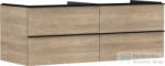 Hansgrohe XELU Q 136x57 cm-es 4 fiókos fali szekrény mosdópulthoz, matt fekete fogantyúval, természetes tölgy 54088670 (54088670)