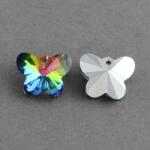  Fazettált Szivárványos (1) Lepke Pillango Üveg Medál 12x15x7mm