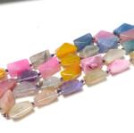  Színes Rombusz Téglalap Tűz Achát Ásványgyöngy Gyöngyfüzér 19, 5x13x13mm