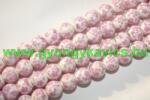  Rózsaszín Virágos Porcelán Gyöngy 10mm - gyongykavics - 65 Ft