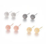  Rózsaarany Színű Cirkónia Bedugós Áttört Gömb Fülbevaló Szilikon Dugóval 11, 5mm