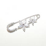 Ezüst (5) Cirkón Cirkónia Virág Bross Brosstű Bross Kitűző 56x23mm