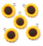  Resin Műgyanta Napraforgó Virág Medál 24x19, 5mm