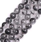  Fekete Rutilkvarc Turmalinkvarc Ásványgyöngy 8mm