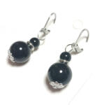  Fekete Achát Ásvány Fülbevaló 40mm