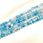  Kék Fehér Jade Ásványgyöngy Gyöngyfüzér 6mm