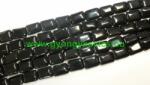  Fekete Achát Téglalap (2) Ásványgyöngy 14x10x5mm