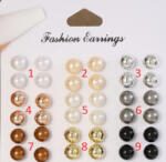  Bronz Színű (7) Szintetikus Kagyló Gyöngy Fülbevaló Ezüst Színű Fém Pálcán 7, 5mm