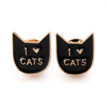  Fekete Macska I Love Cats Szeretem A Macskákat (17) Tűzzománc Brosstű Bross Kitűző 19x17mm