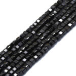  Fazettált Fekete Spinel Kocka Ásványgyöngy Gyöngyfüzér 2x2mm