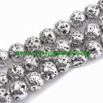  Ezüst Hematit Lávakő Imitáció Ásványgyöngy Gyöngyfüzér 8mm