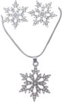  Ezüst Színű Strasszos Hópehely Karácsonyi Nyaklánc És Fülbevaló Szett