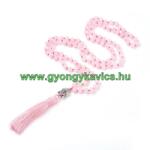  Rózsakvarc Buddha Budha Bojtos (16) Ásvány Nyaklánc 6mm ~106 db Gyöngy 78-84cm