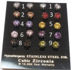  Ezüst Színű Nemesacél Bedugós Levendula Lilla (4) Cirkónia Fülbevaló 6mm