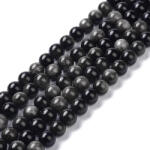  Ezüst Obszidián Ásványgyöngy 12mm