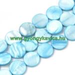  Türkiz Színű (2) Lapos Kerek Kagyló Gyöngy Gyöngyfüzér 10x3mm