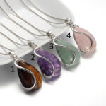  Tigrisszem (1) Ásvány Medál Ezüst Színű Láncon Nyaklánc Medál: 37x20mm Lánc: 43cm