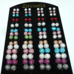  Ezüst Színű Cirkón Cirkónia Fülbevaló 10mm