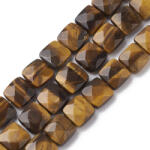  Fazettált Tigrisszem Lapos Kocka Ásványgyöngy 10x10x5mm