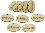  Natúr fa - "Welcome" gravírozott ovál tábla 2, 5x4cm 10db/csomag - KIFUTÓ - csinaldmagadshop